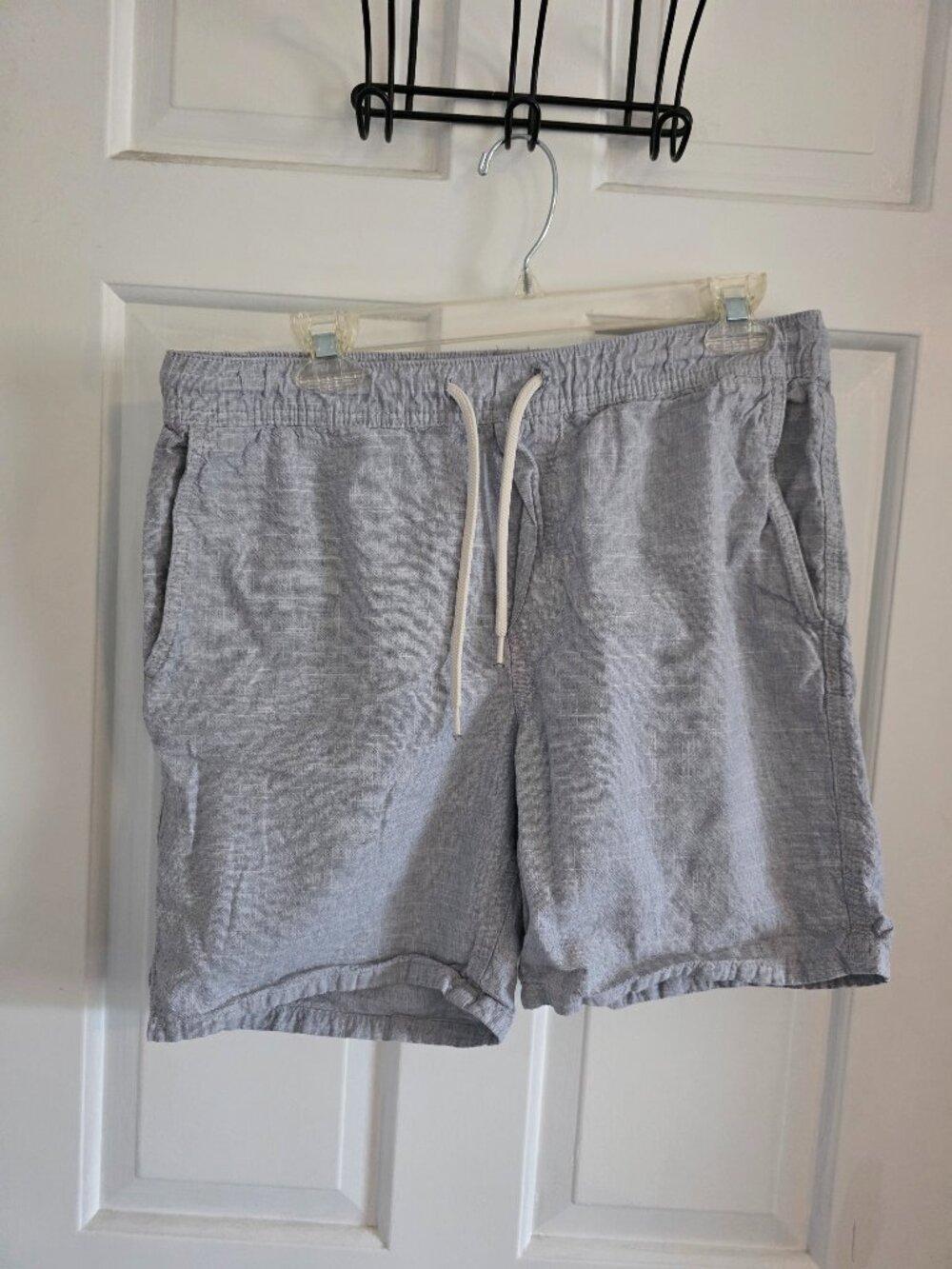 H&M Mens Light Blue Fade Drawstring Flat Front Shorts SIze M